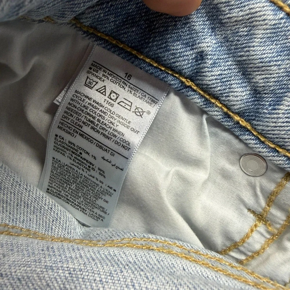 Old Navy OG Jeans Womens 16 Blue Cotton Denim Straight Loose Distressed Stretch